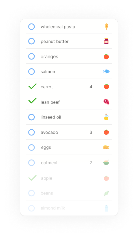 diet shopping list mobile